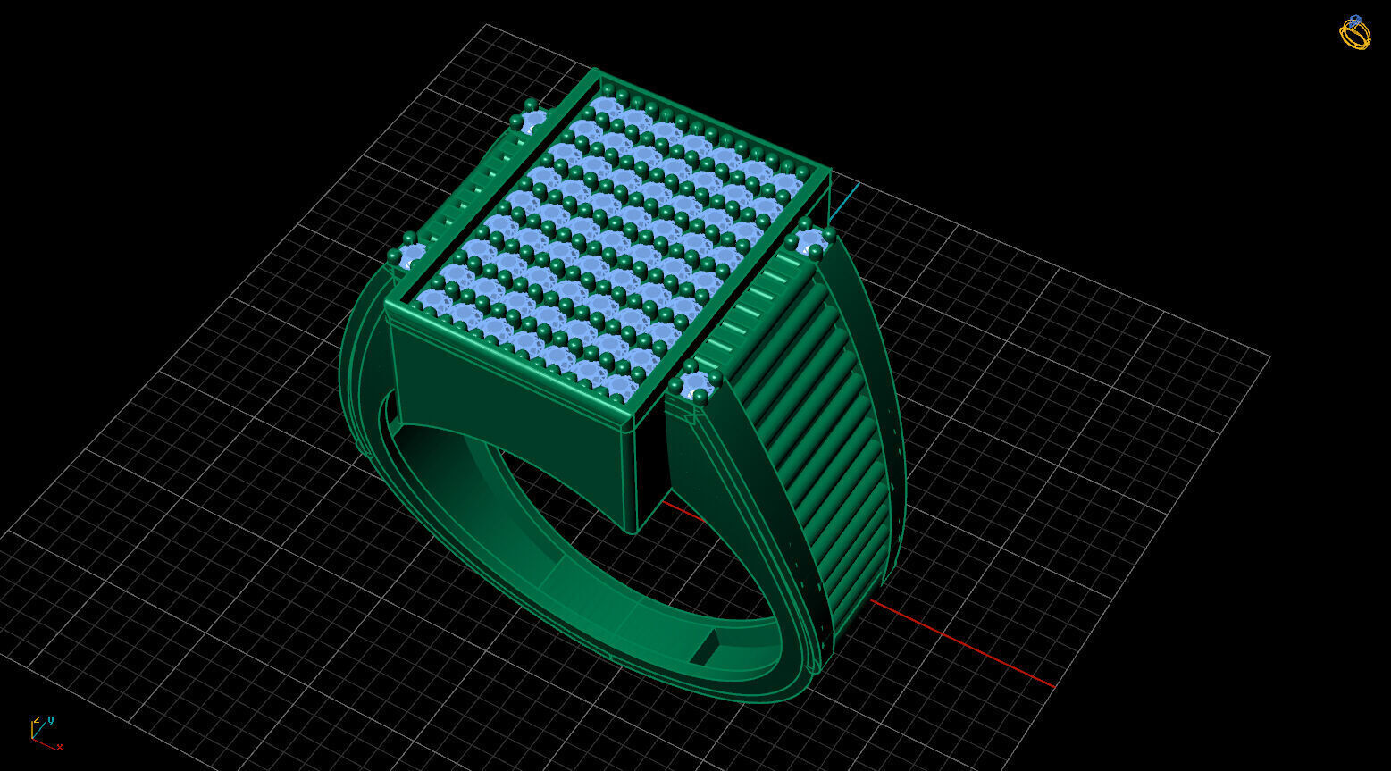 Print Ready STL 3DM Gents Rings Diamond Men Ring 3D print model_2