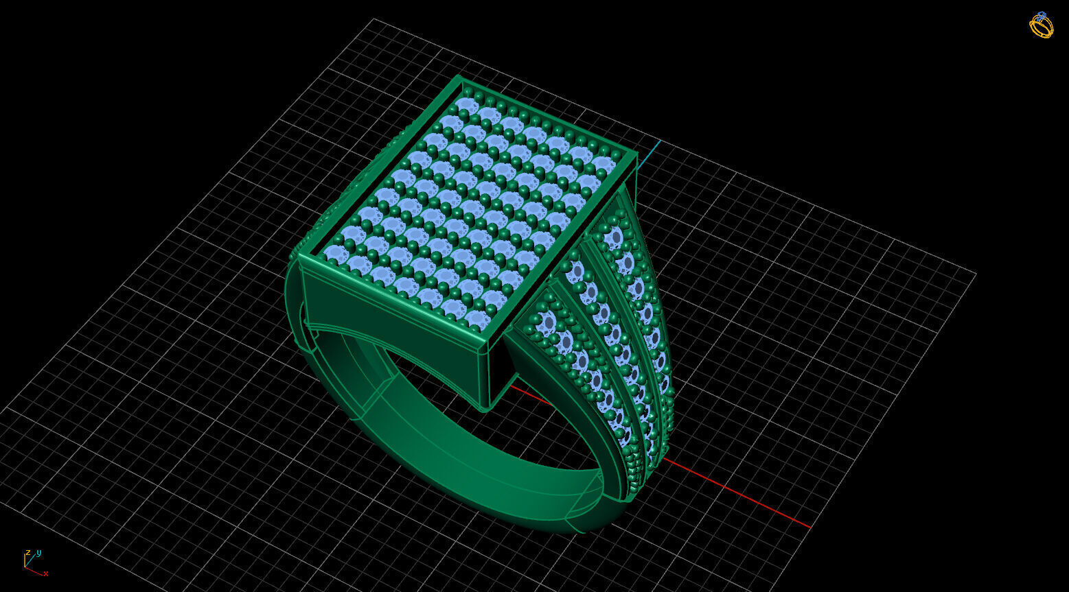 Print Ready STL 3DM Gents Rings Diamond Men Ring 3D print model_2