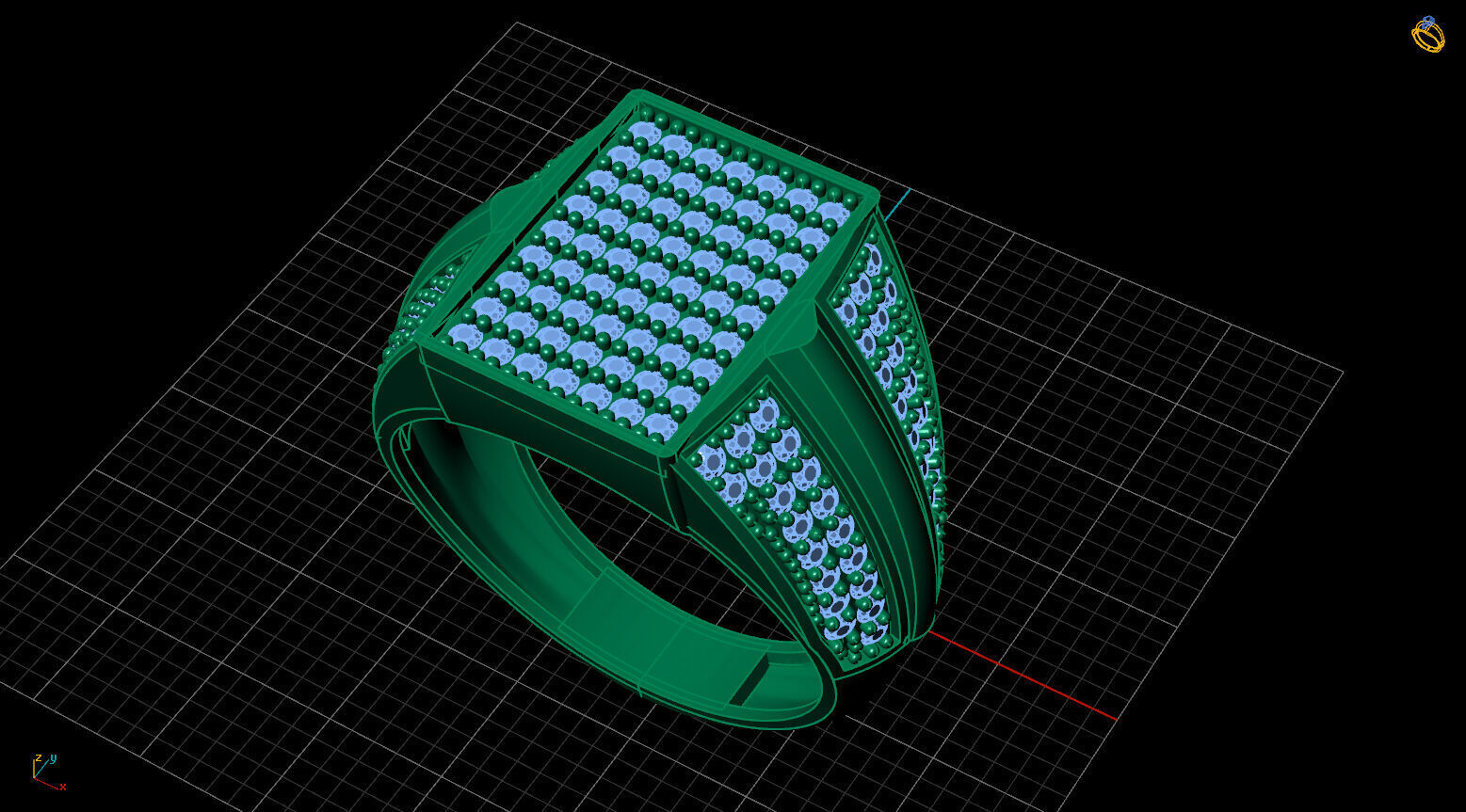 Print Ready STL 3DM Gents Rings Diamond Men Ring 3D print model_2