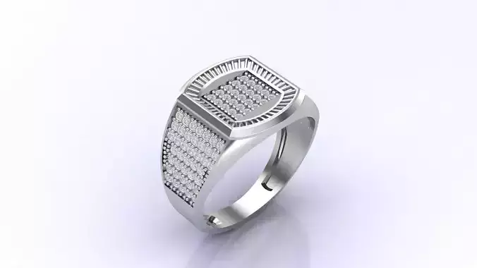 Print Ready STL 3DM  Gents Rings Diamond Men Ring 