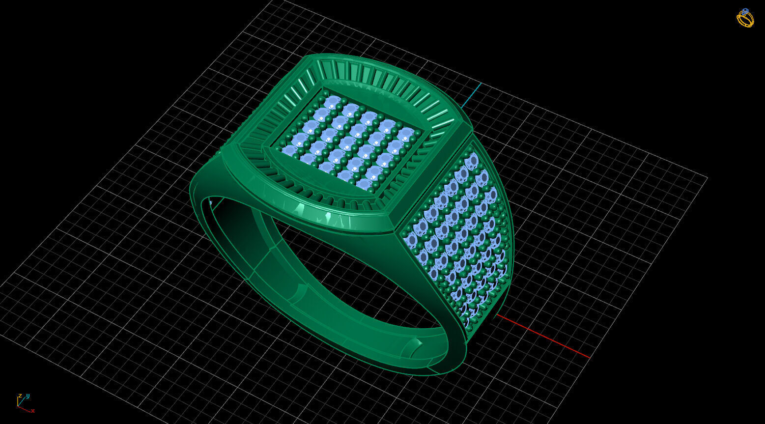 Print Ready STL 3DM Gents Rings Diamond Men Ring 3D print model_2