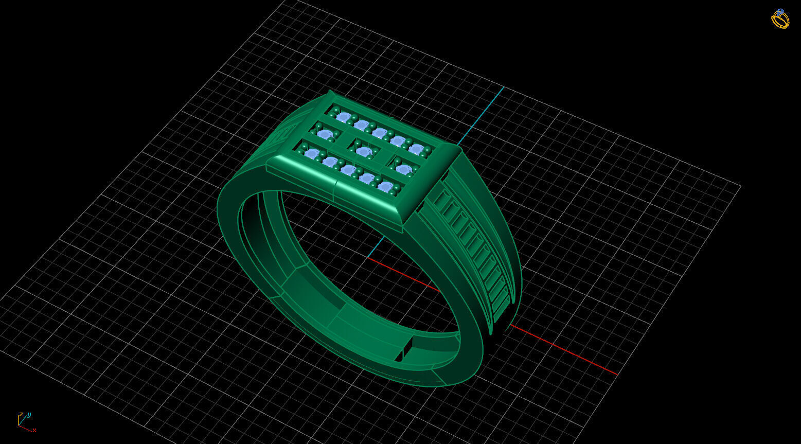 Print Ready STL 3DM Gents Rings Diamond Men Ring 3D print model_2