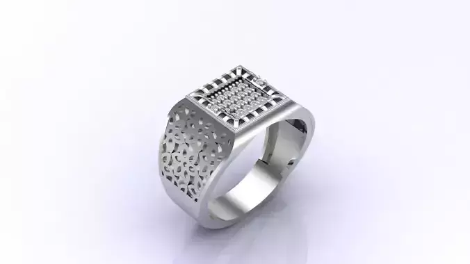 Print Ready STL 3DM  Gents Rings Diamond Men Ring 