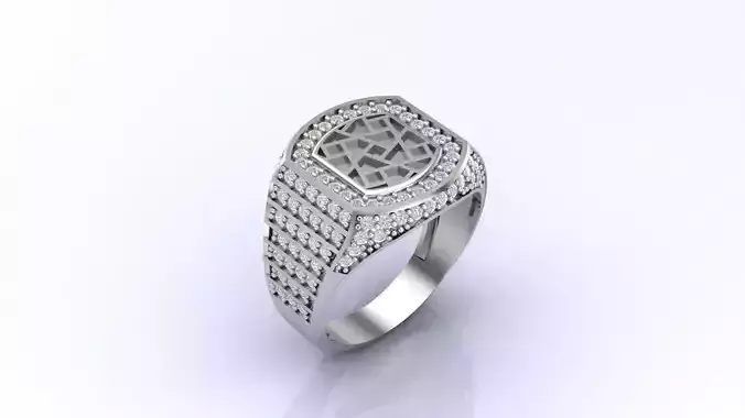 Print Ready STL 3DM  Gents Rings Diamond Men Ring 