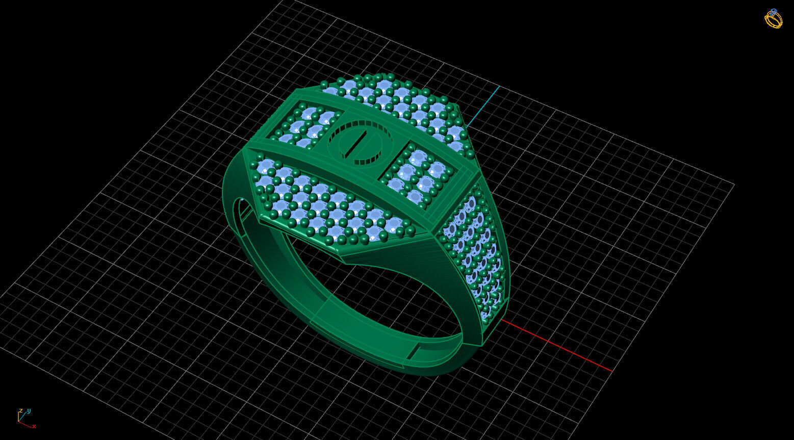 Print Ready STL 3DM  Gents Rings Diamond Men Ring  3D print model_2