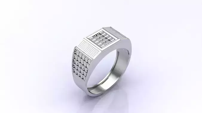 Print Ready STL 3DM  Gents Rings Diamond Men Ring 
