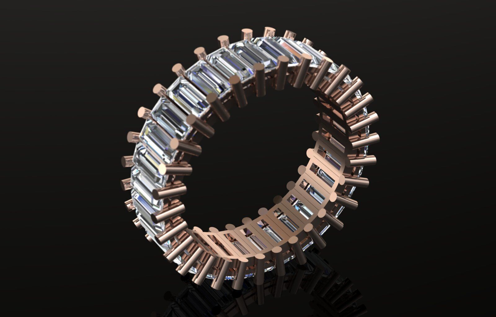 Baguette Full Eternity Ring 3D Model High Quality  3D print model_1
