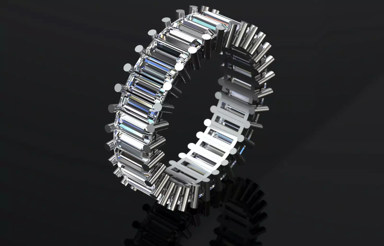 Baguette Full Eternity Ring 3D Model High Quality  3D print model_0
