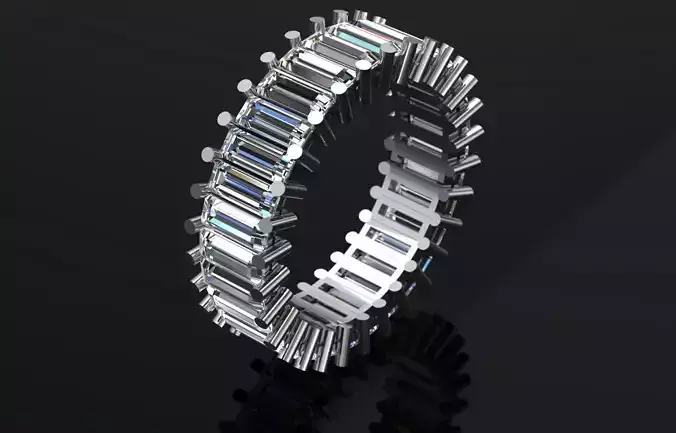 Baguette Full Eternity Ring 3D Model High Quality 