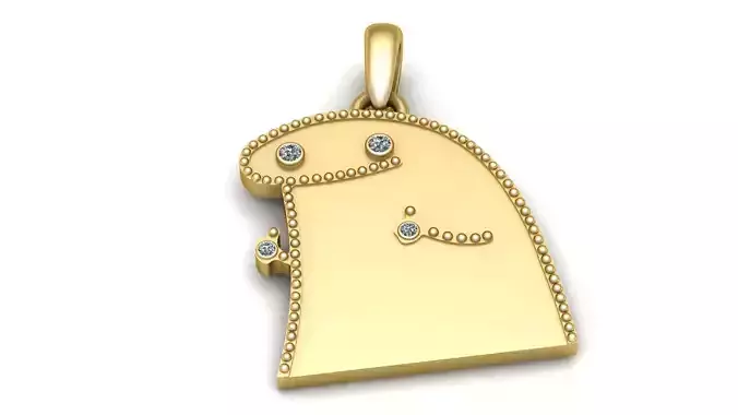 GOLDEN CARTOON CHARACTER PENDANT 3D PRINTABLE MODEL