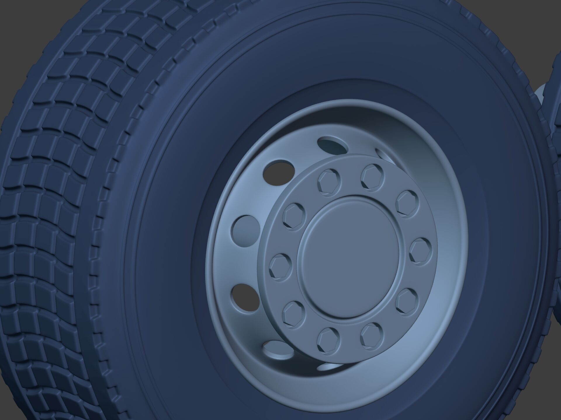 Heavy - Large  Truck Wheels -- High - Low Poly Version Low-poly 3D model_14