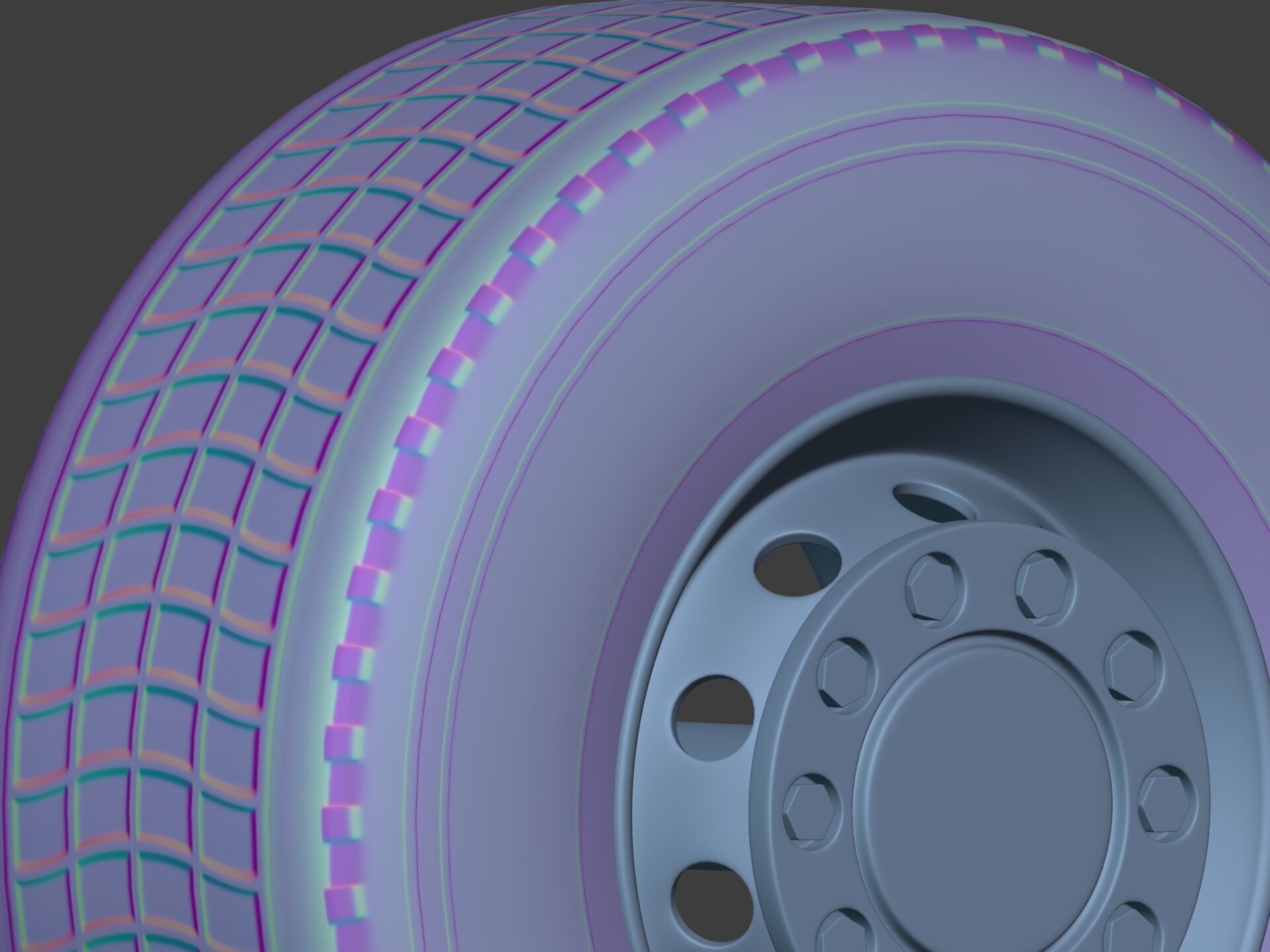 Heavy - Large  Truck Wheels -- High - Low Poly Version Low-poly 3D model_10