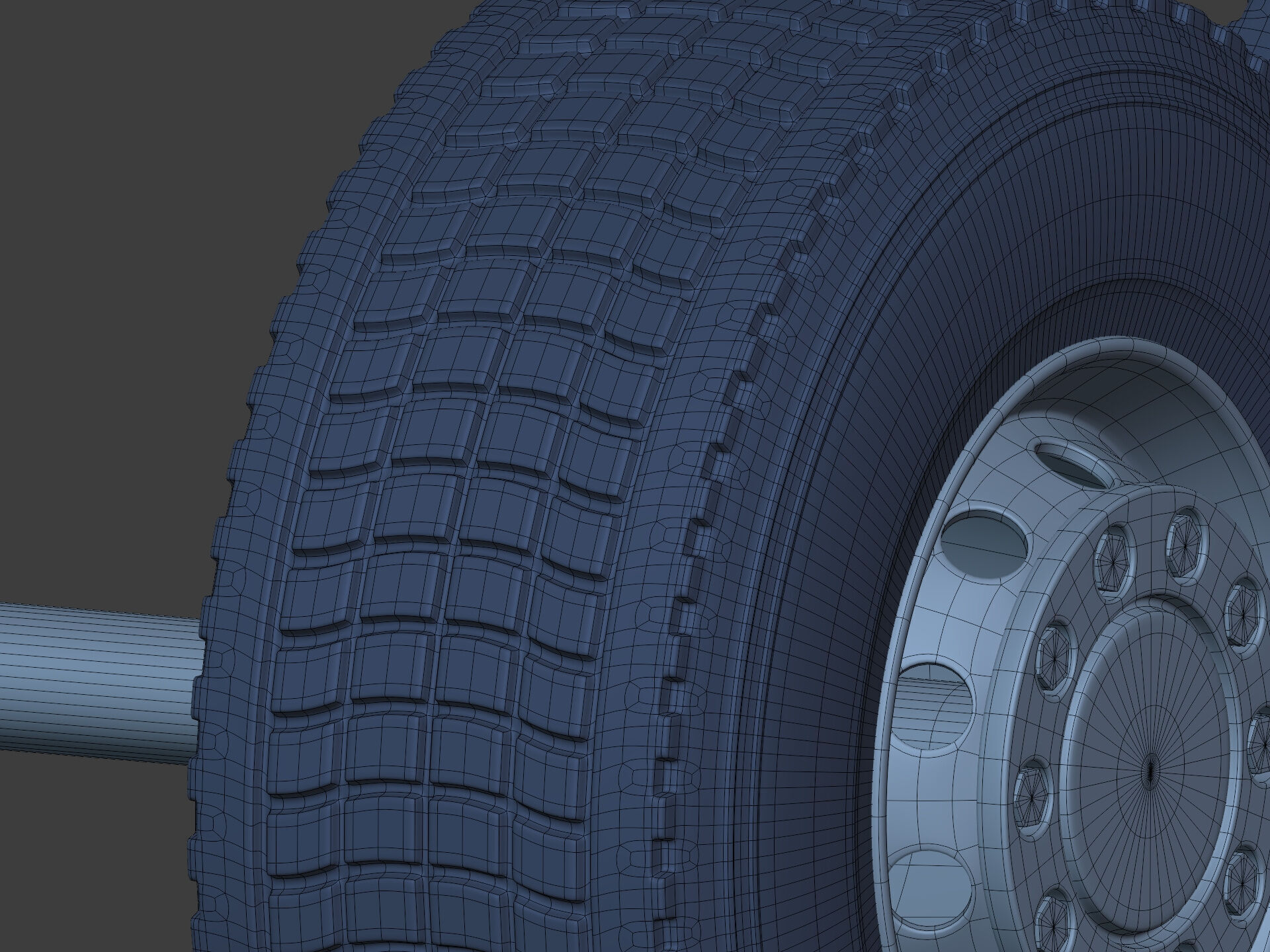 Heavy - Large  Truck Wheels -- High - Low Poly Version Low-poly 3D model_18