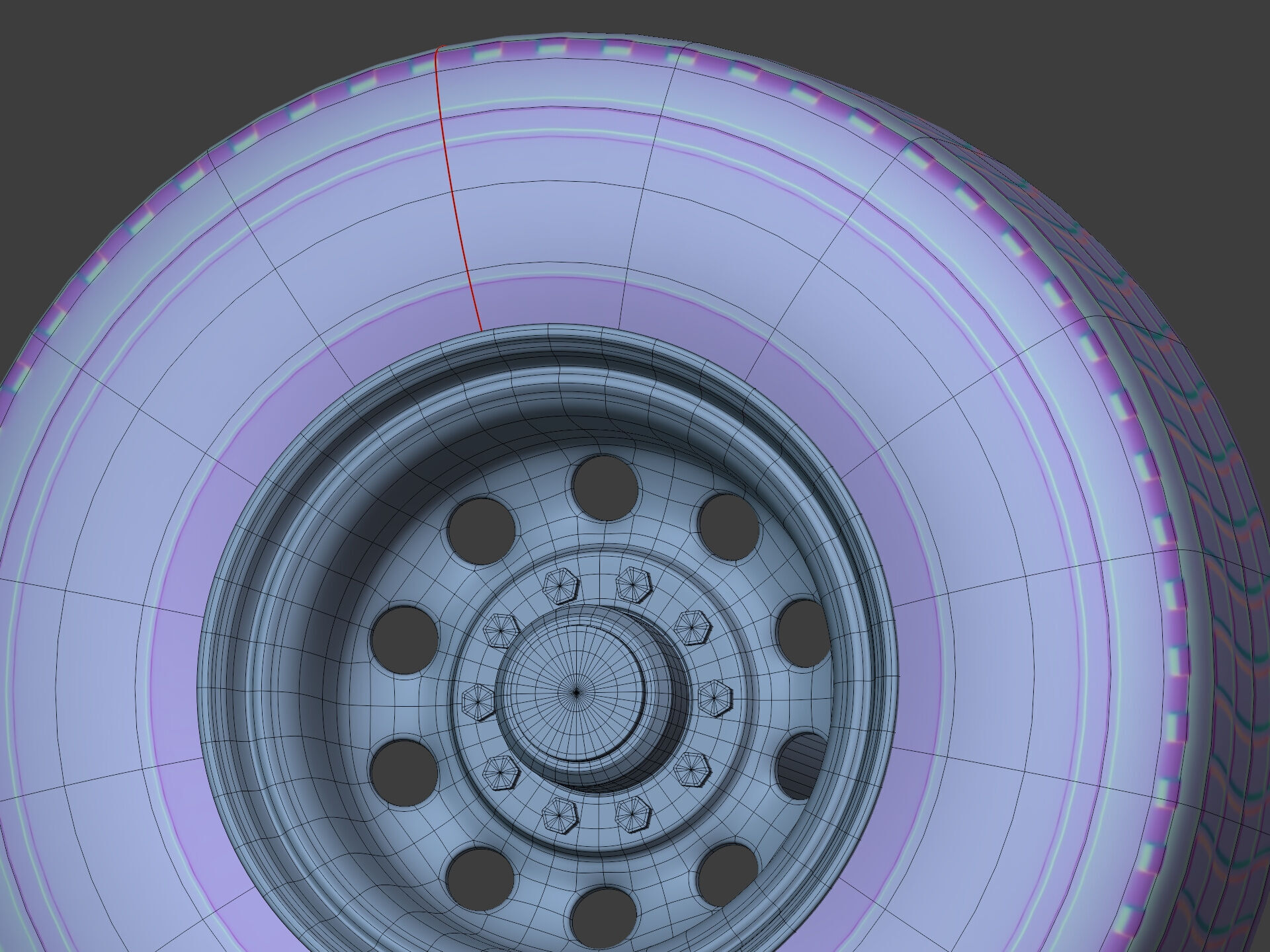 Heavy - Large  Truck Wheels -- High - Low Poly Version Low-poly 3D model_12