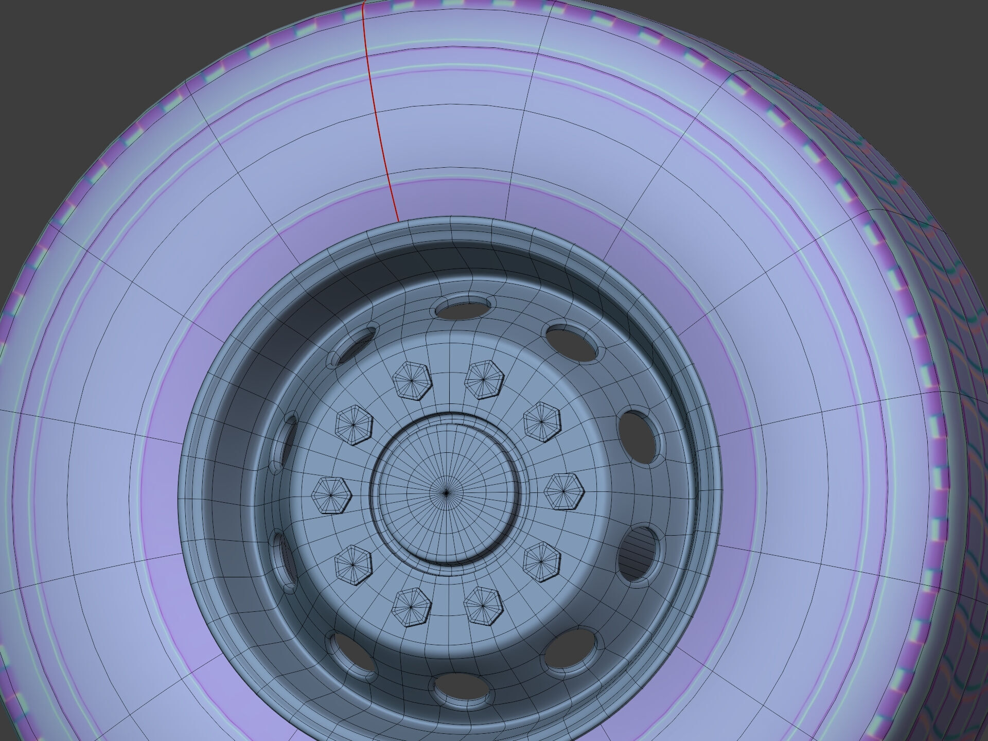 Heavy - Large  Truck Wheels -- High - Low Poly Version Low-poly 3D model_13