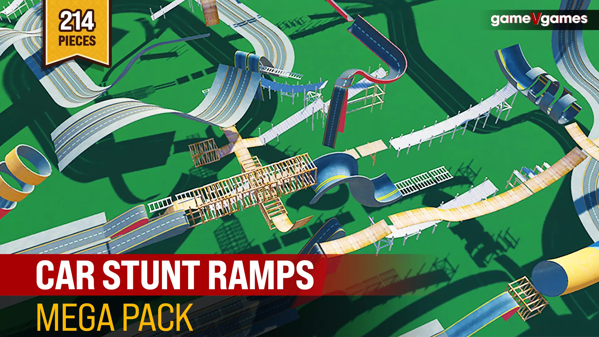 Car Stunt Ramps Mega Pack Low-poly 3D model_0