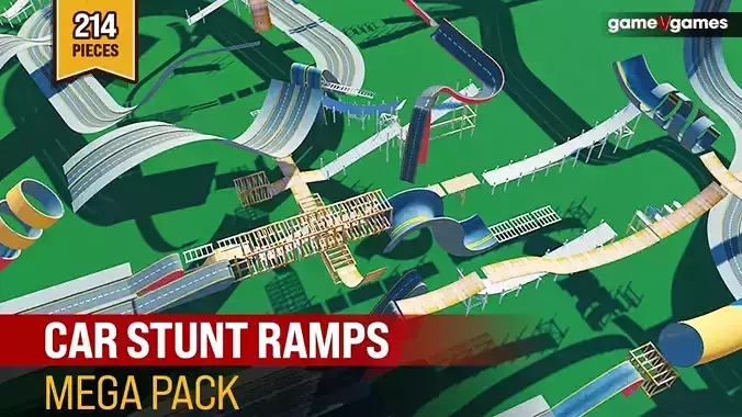 Car Stunt Ramps Mega Pack Low-poly 3D model