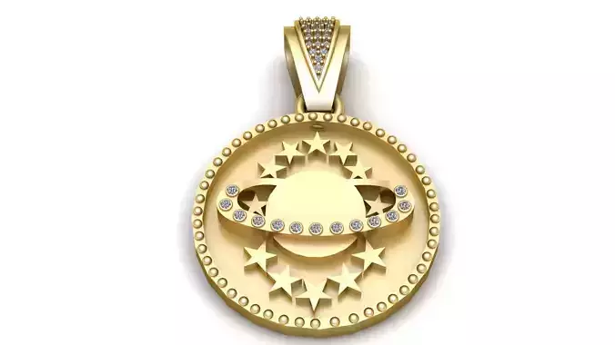 SATURN PLANET COIN PENDANT 3D PRINTABLE MODEL 3D print model