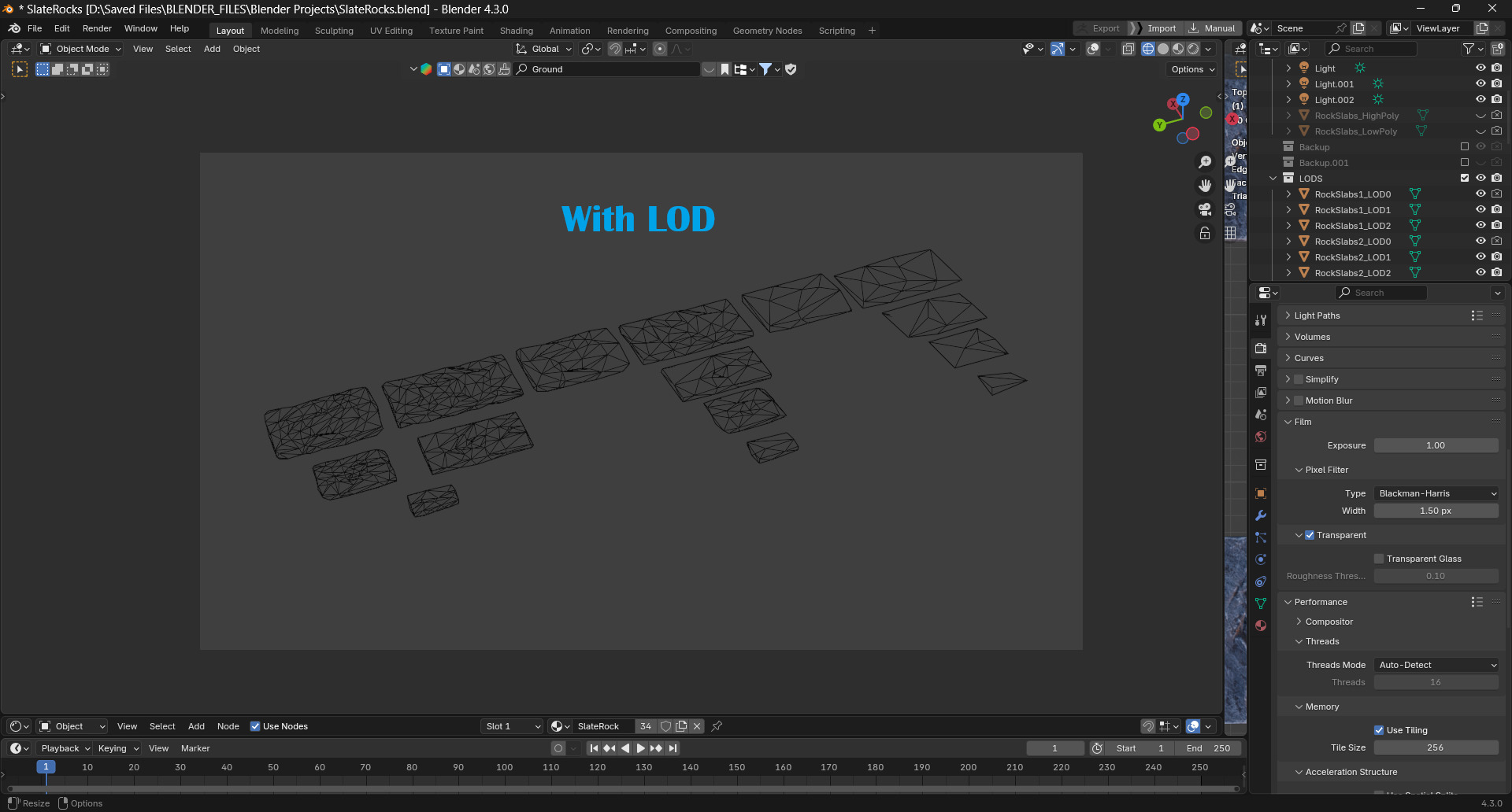 Slate Rock Slab Collection Low-poly 3D model_6