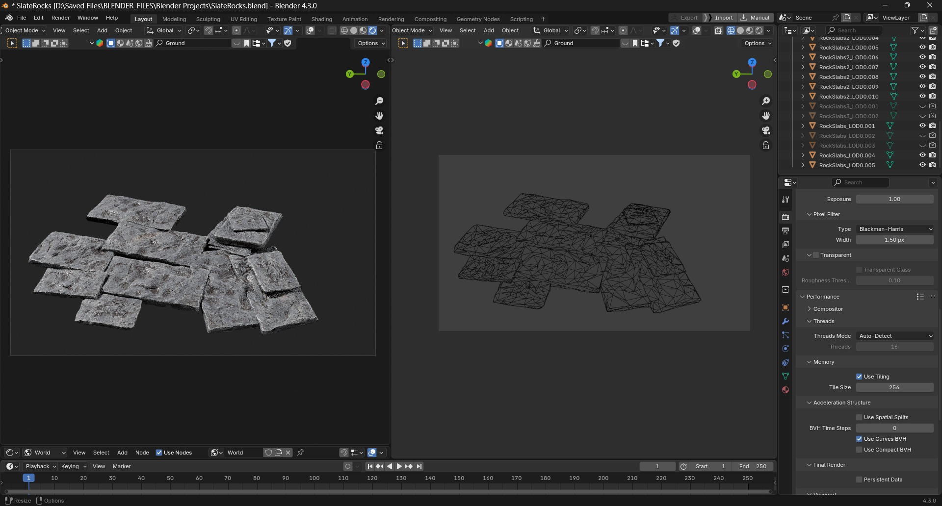 Slate Rock Slab Collection Low-poly 3D model_7
