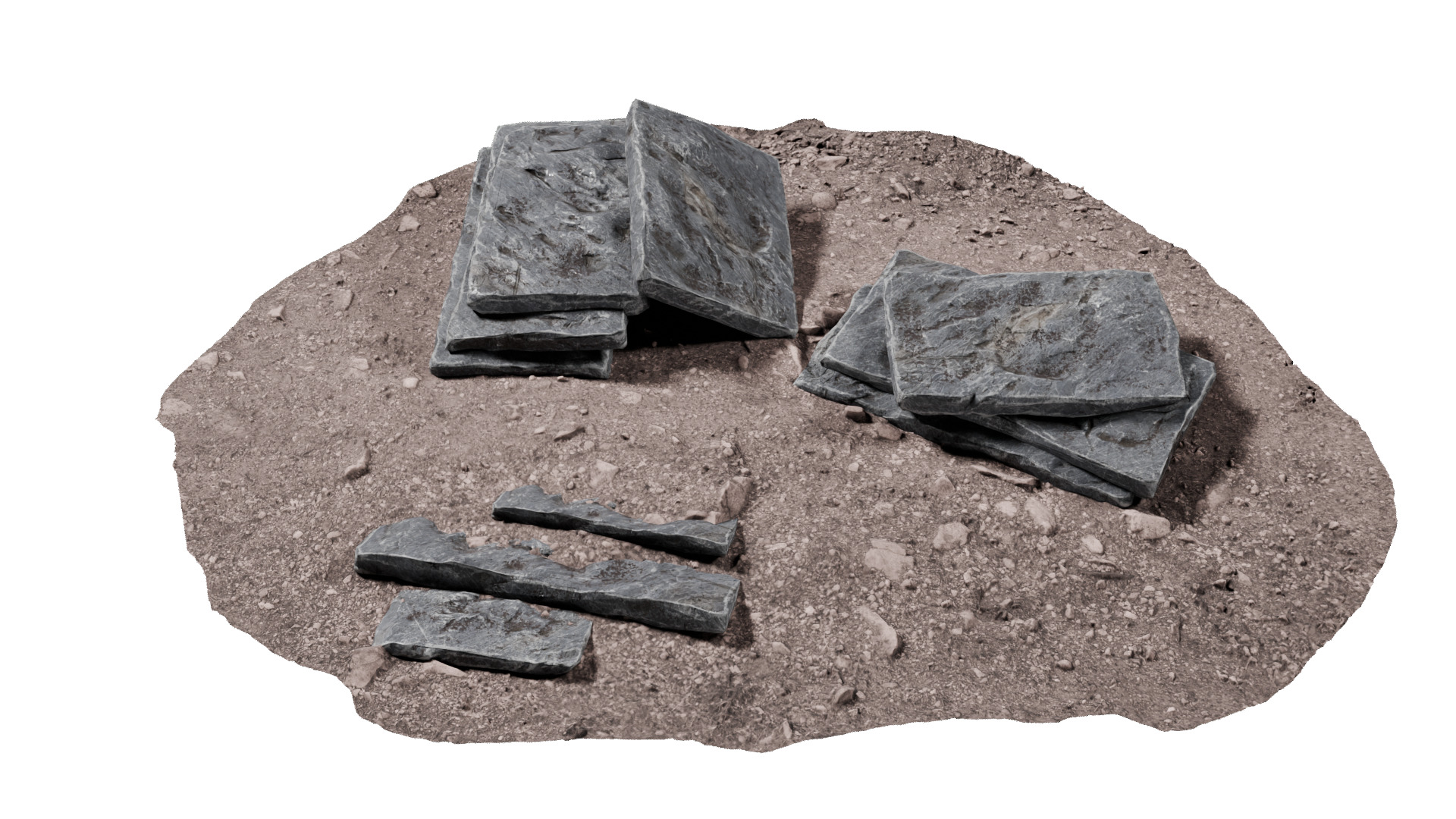 Slate Rock Slab Collection Low-poly 3D model_2