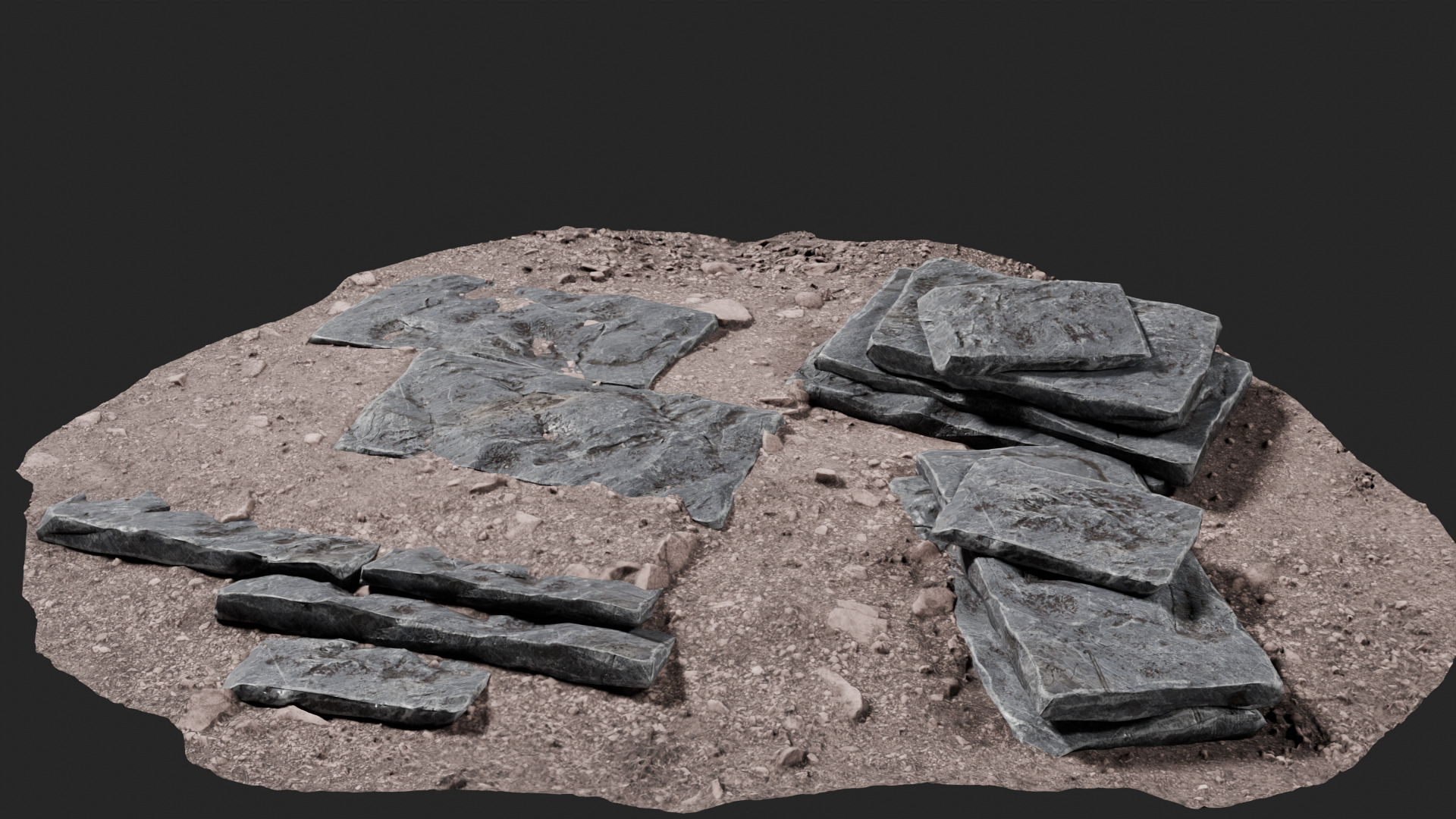 Slate Rock Slab Collection Low-poly 3D model_5