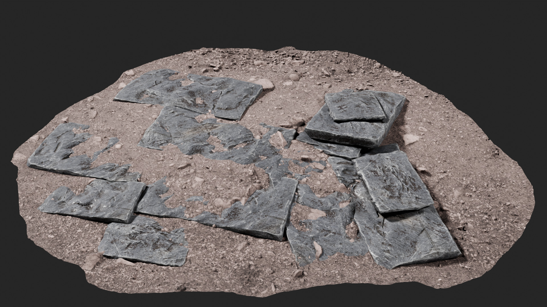 Slate Rock Slab Collection Low-poly 3D model_1
