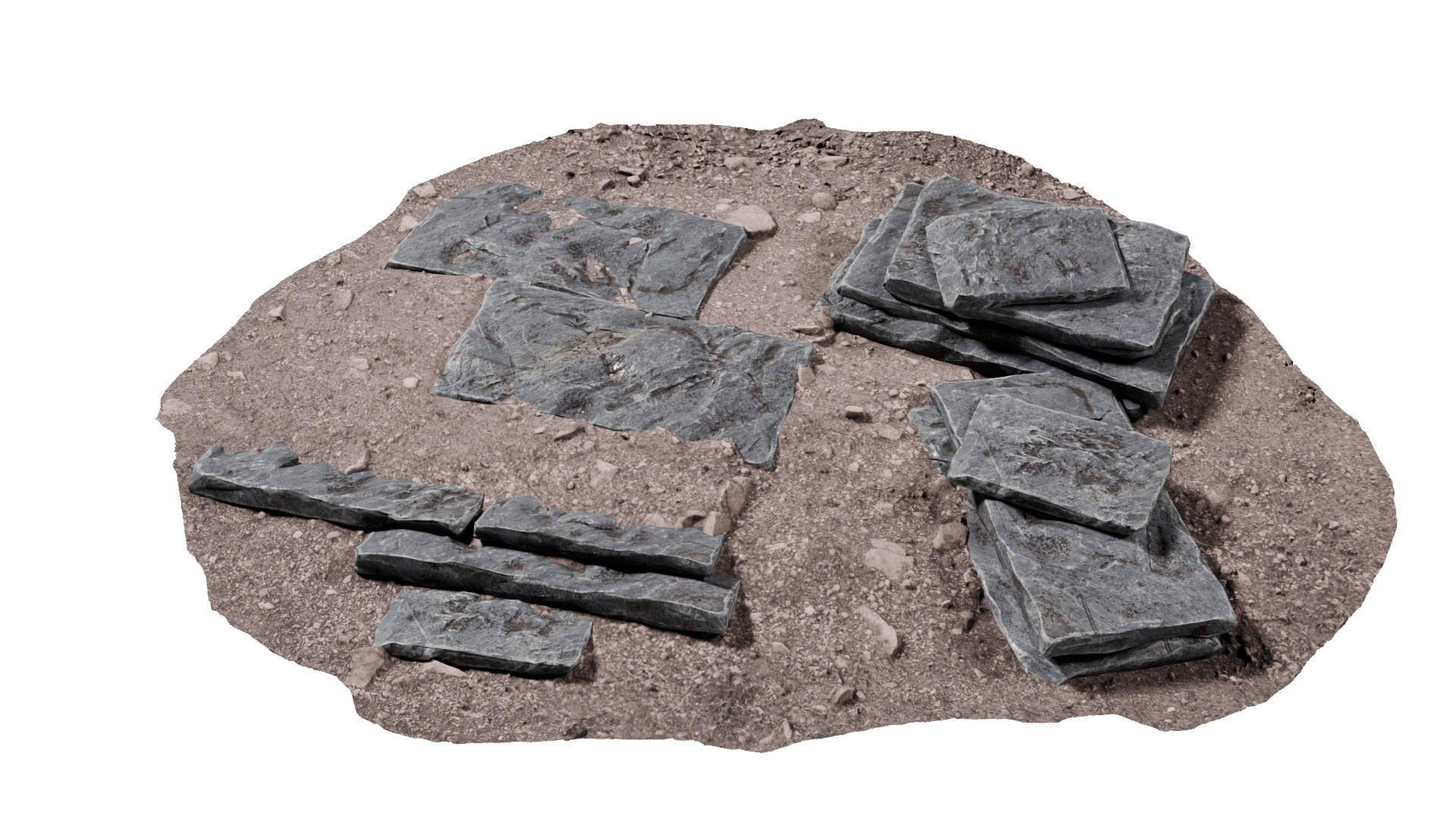 Slate Rock Slab Collection Low-poly 3D model_4