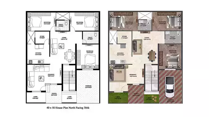 Realistic Photoshop Floor Plan Render