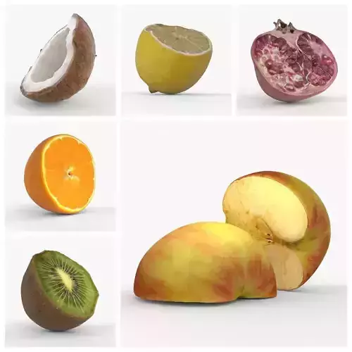 Photorealistic 3D scanning of halves of different fruits 3D Model Collection