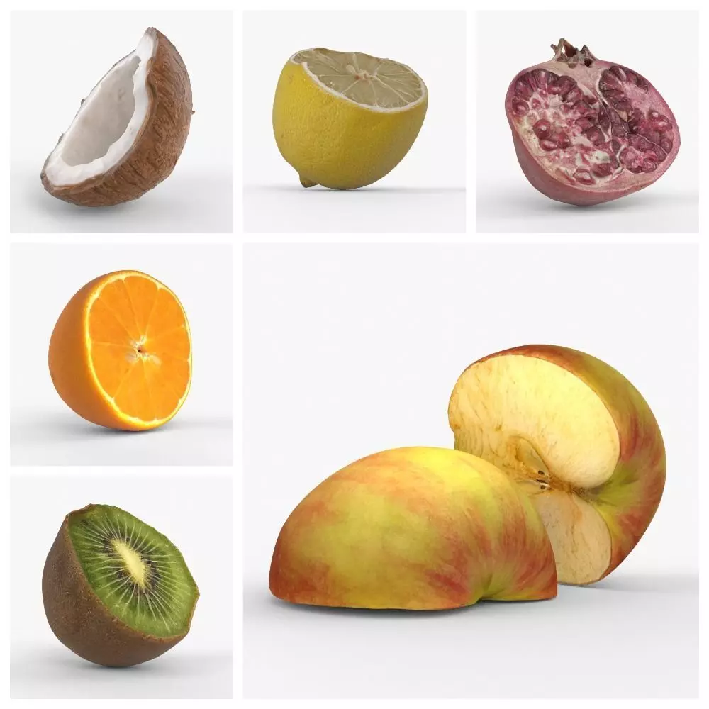 Photorealistic 3D scanning of halves of different fruits 3D Model Collection_0