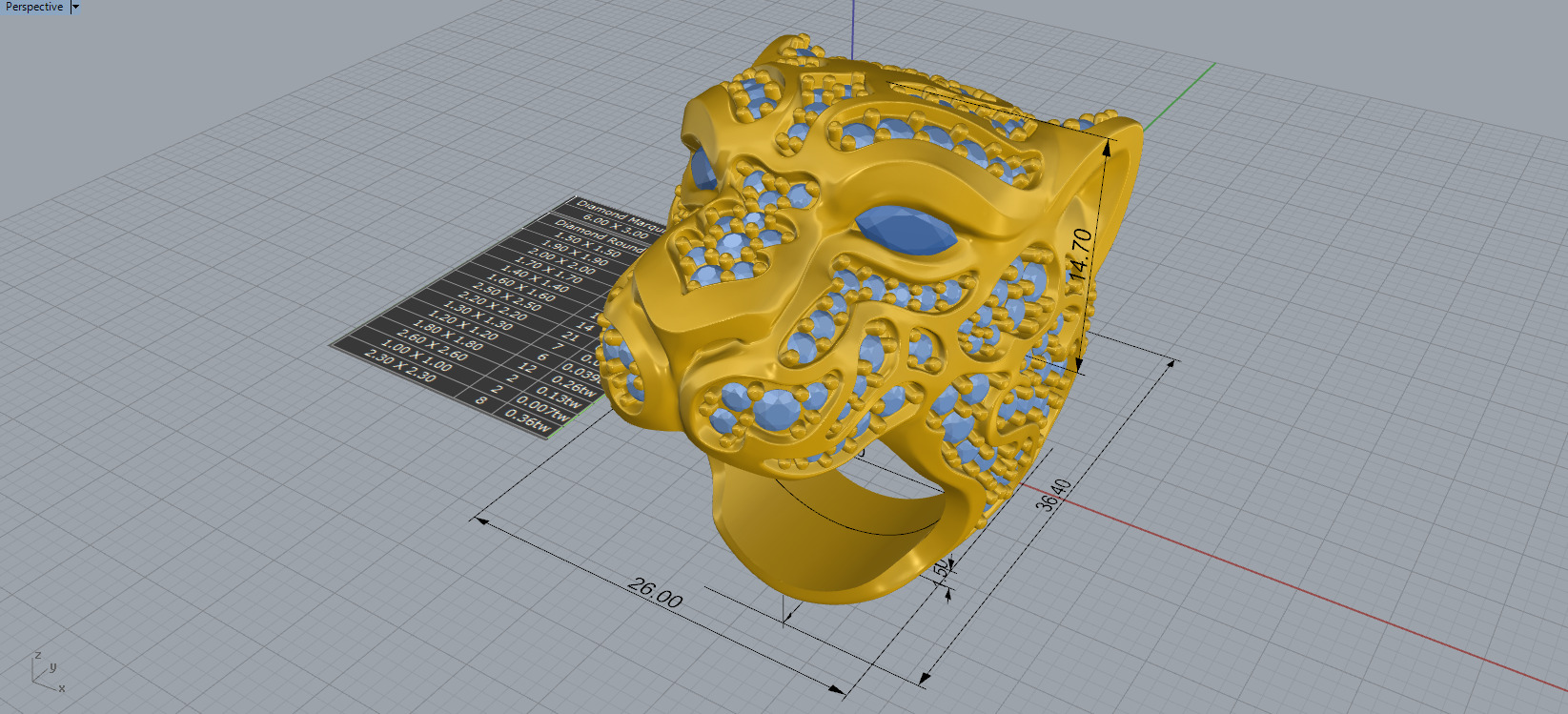 Ring Zodaria Pave Carrera y Carrera 3D print model_7