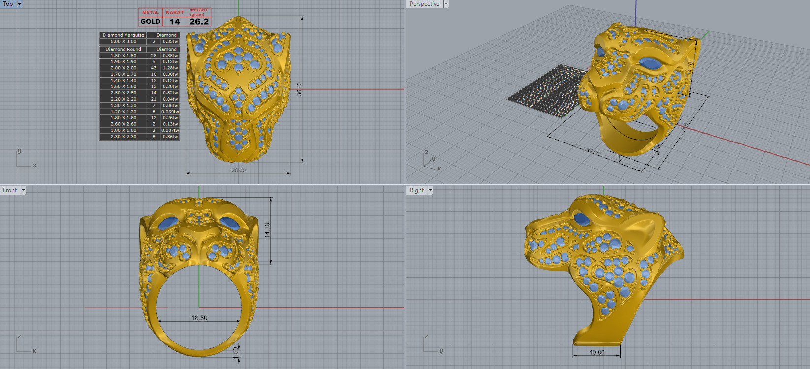 Ring Zodaria Pave Carrera y Carrera 3D print model_9
