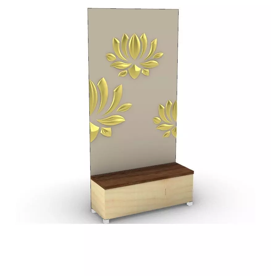 3D LOTUS WALLART 3D model_0