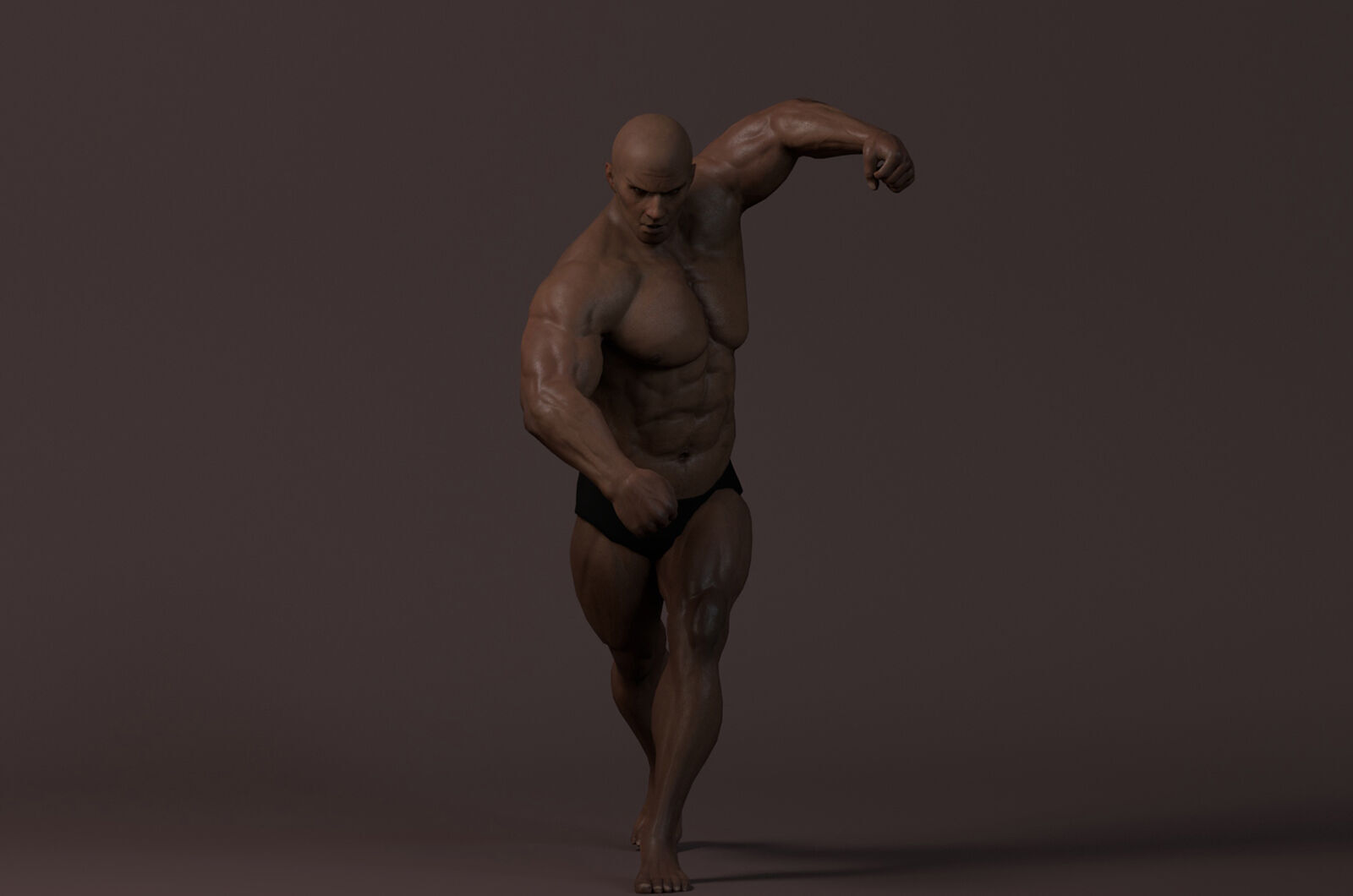 Male Base Muscle Rig Low-poly 3D model_7