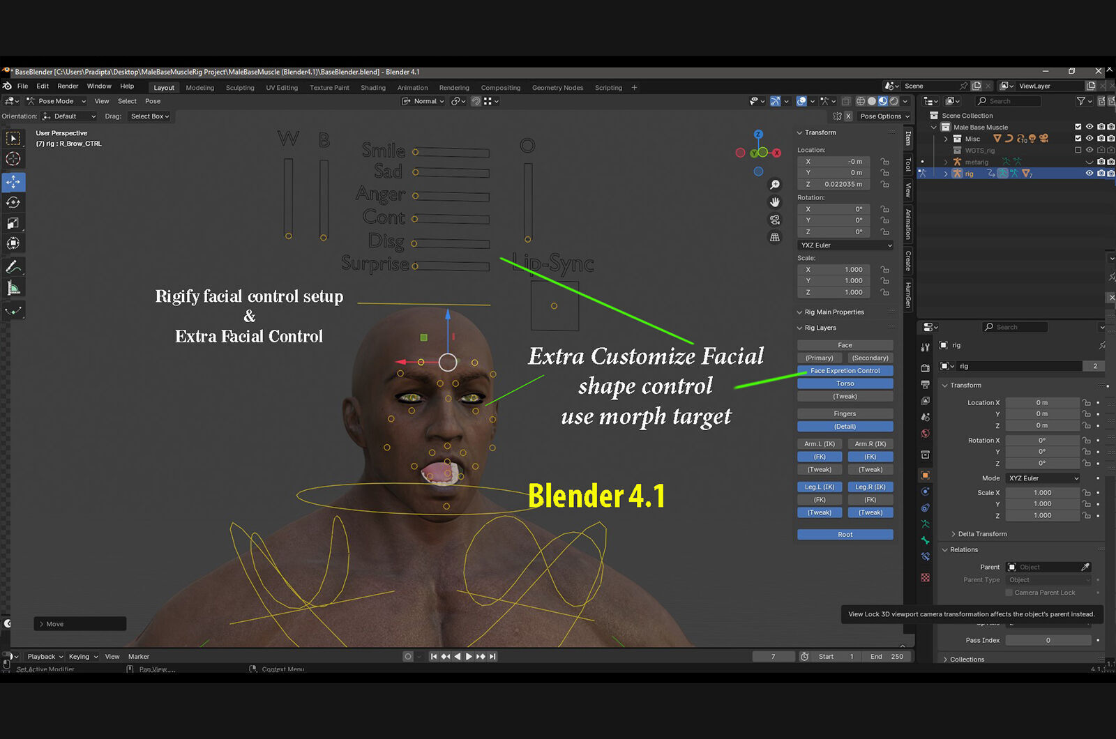 Male Base Muscle Rig Low-poly 3D model_28