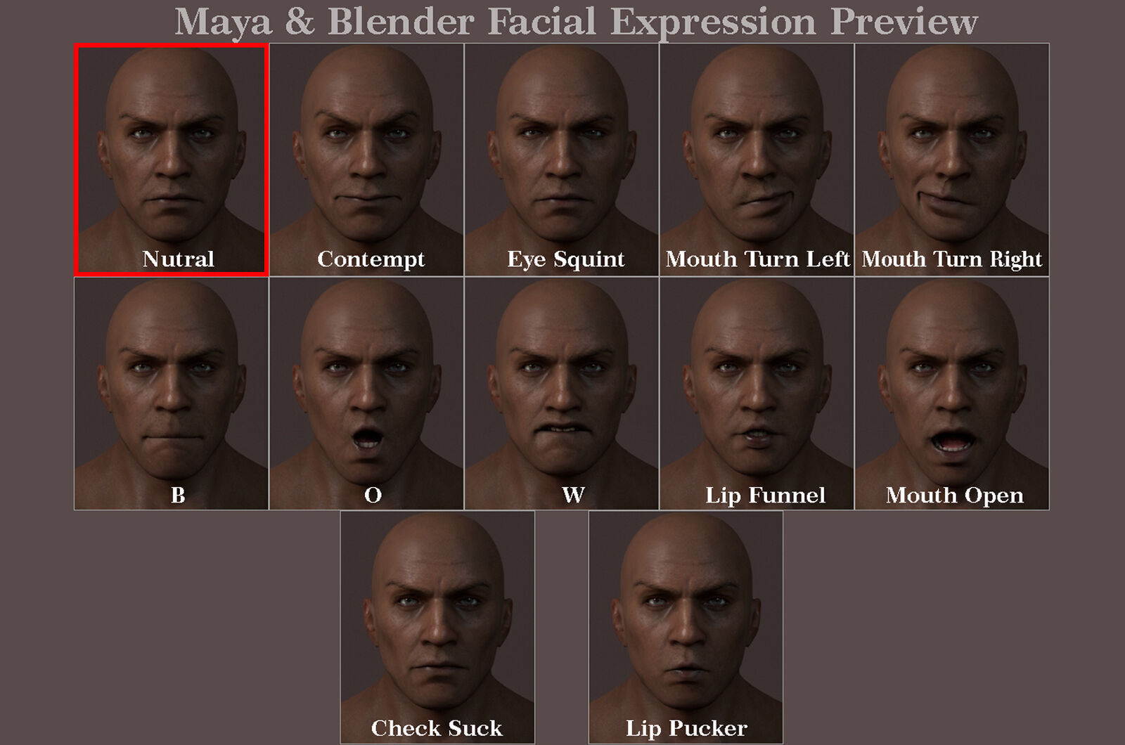 Male Base Muscle Rig Low-poly 3D model_18