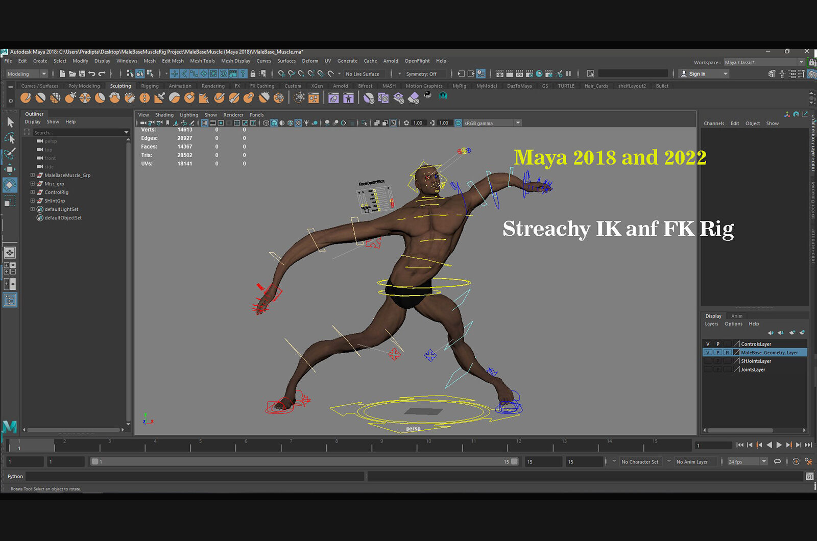 Male Base Muscle Rig Low-poly 3D model_29