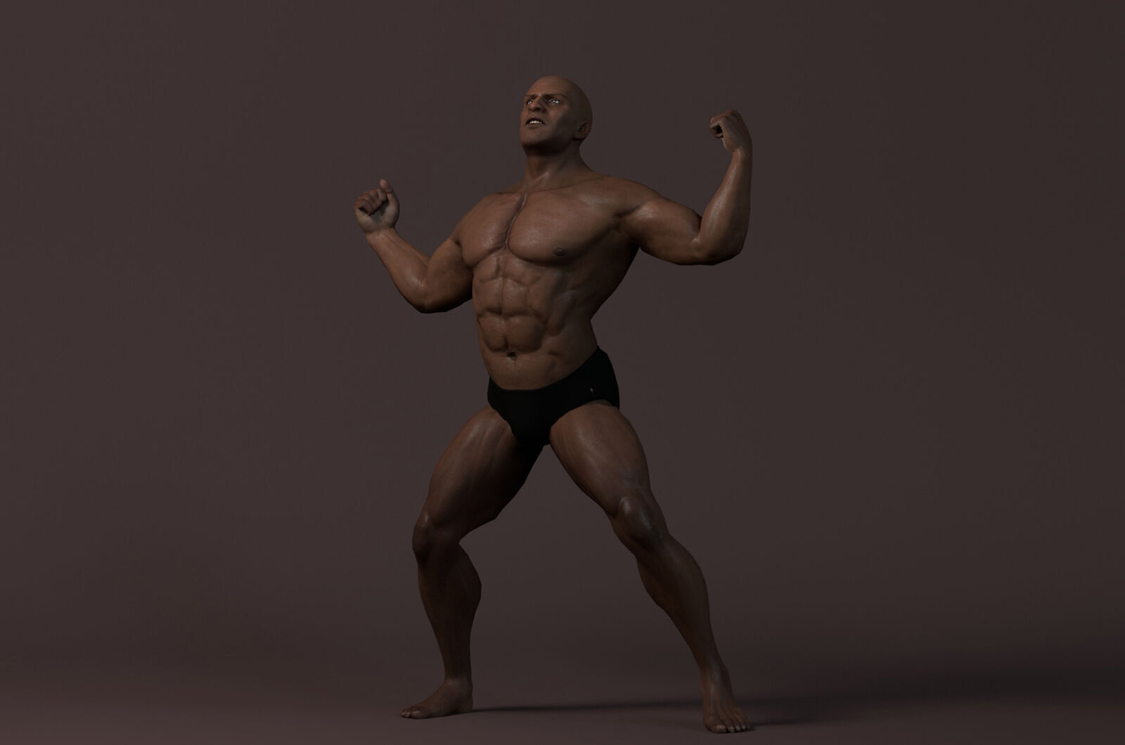 Male Base Muscle Rig Low-poly 3D model_5