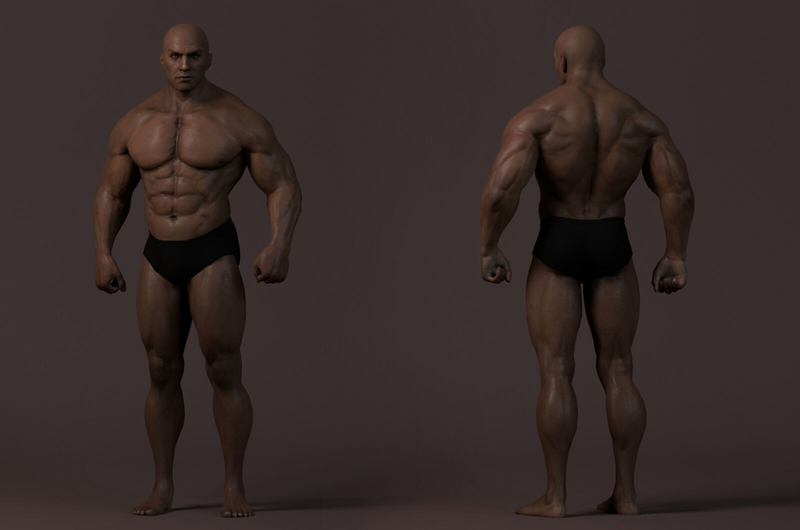 Male Base Muscle Rig Low-poly 3D model_4