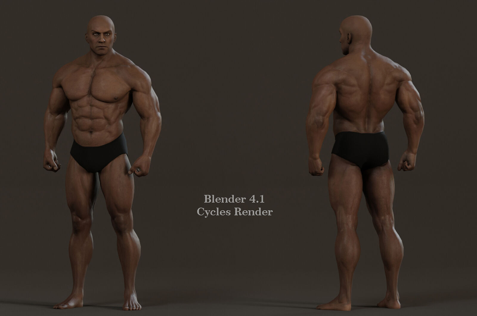 Male Base Muscle Rig Low-poly 3D model_10