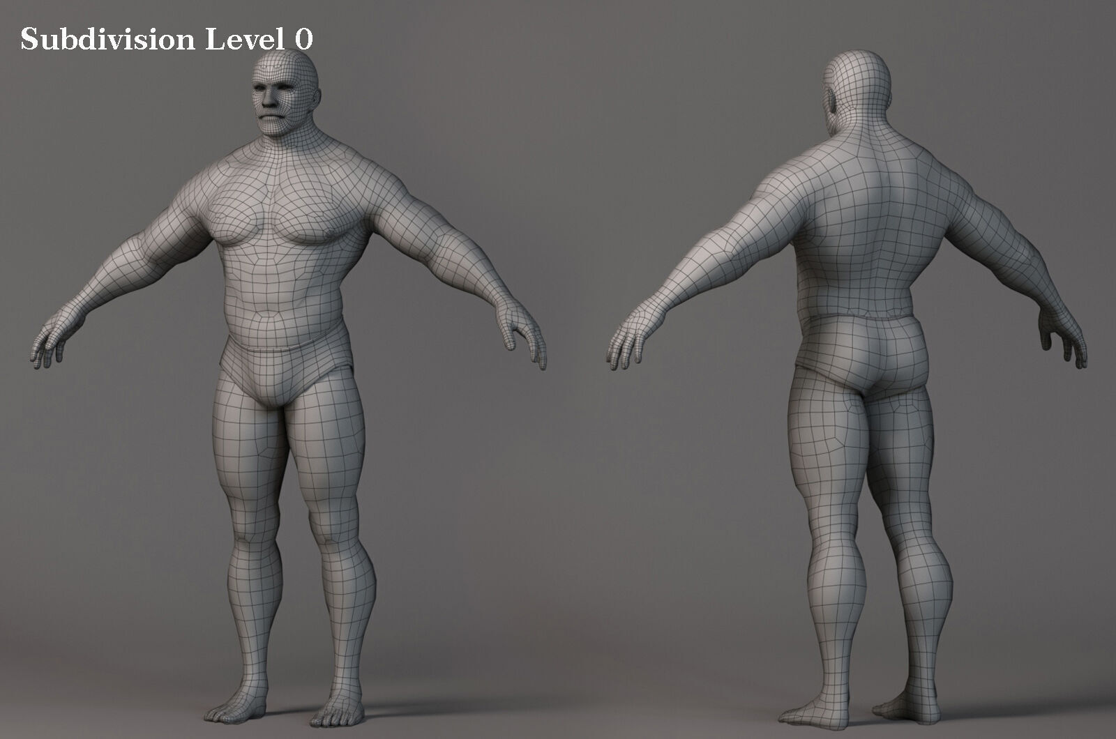 Male Base Muscle Rig Low-poly 3D model_23