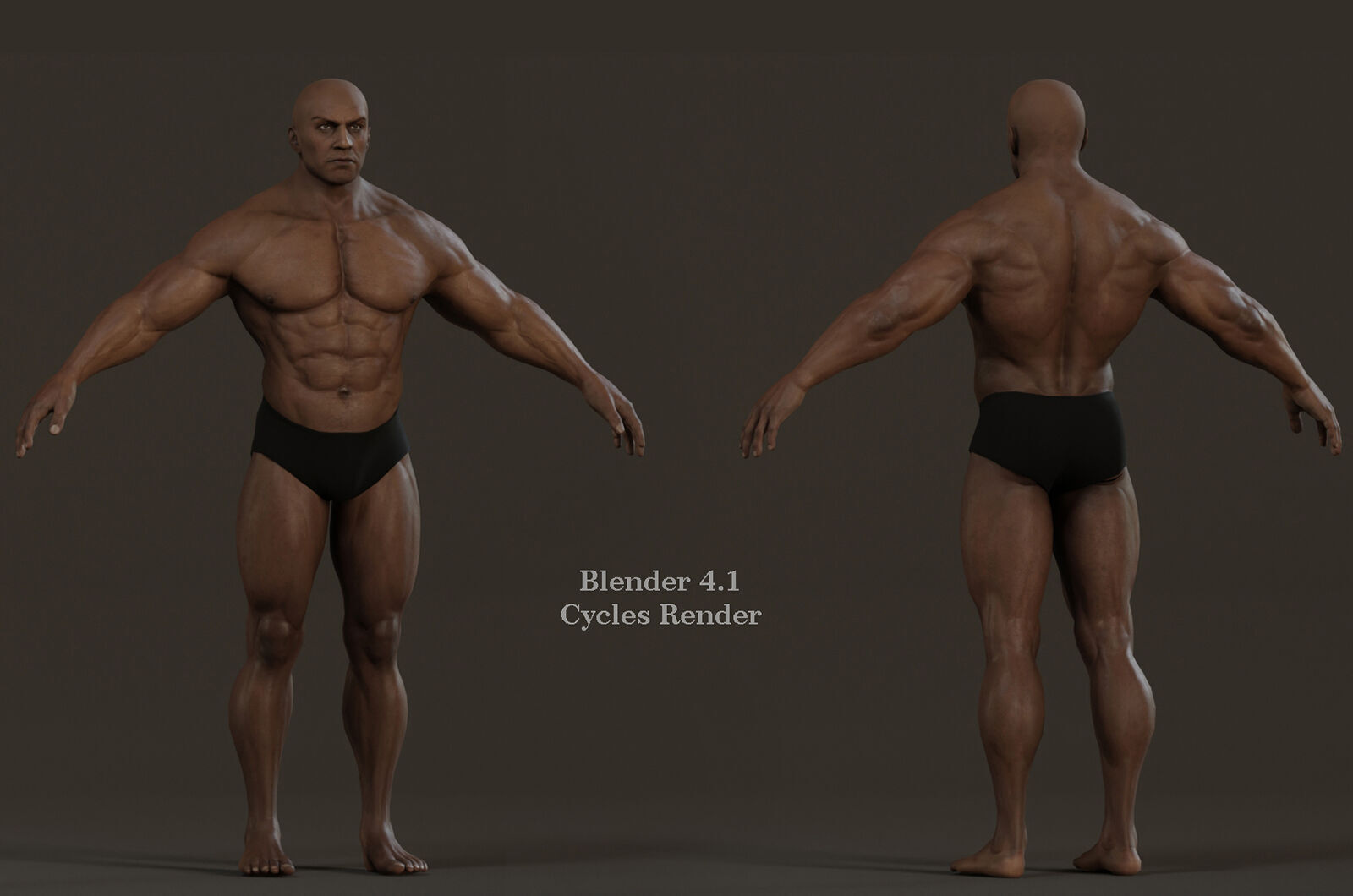 Male Base Muscle Rig Low-poly 3D model_14