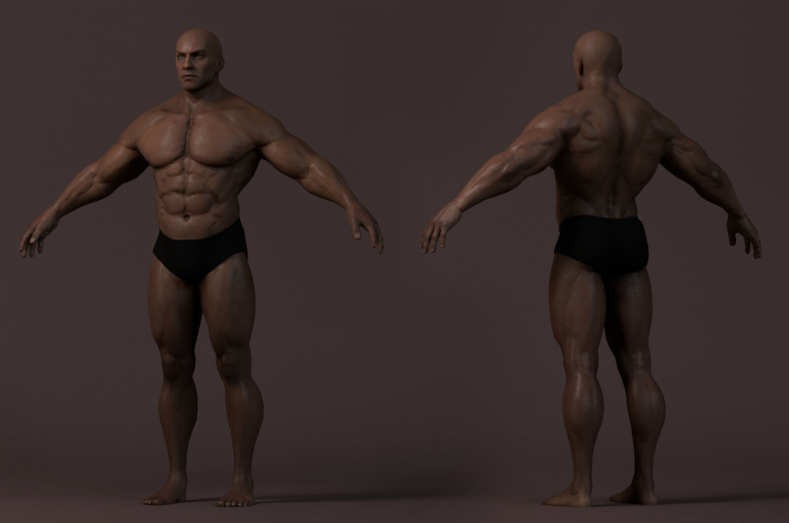 Male Base Muscle Rig Low-poly 3D model_8