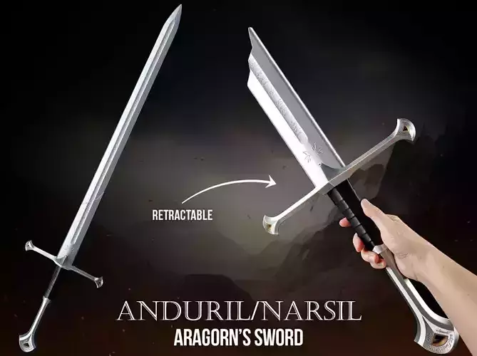 Anduril  Narsil - Aragorn Sword -  LOTR 3D print model