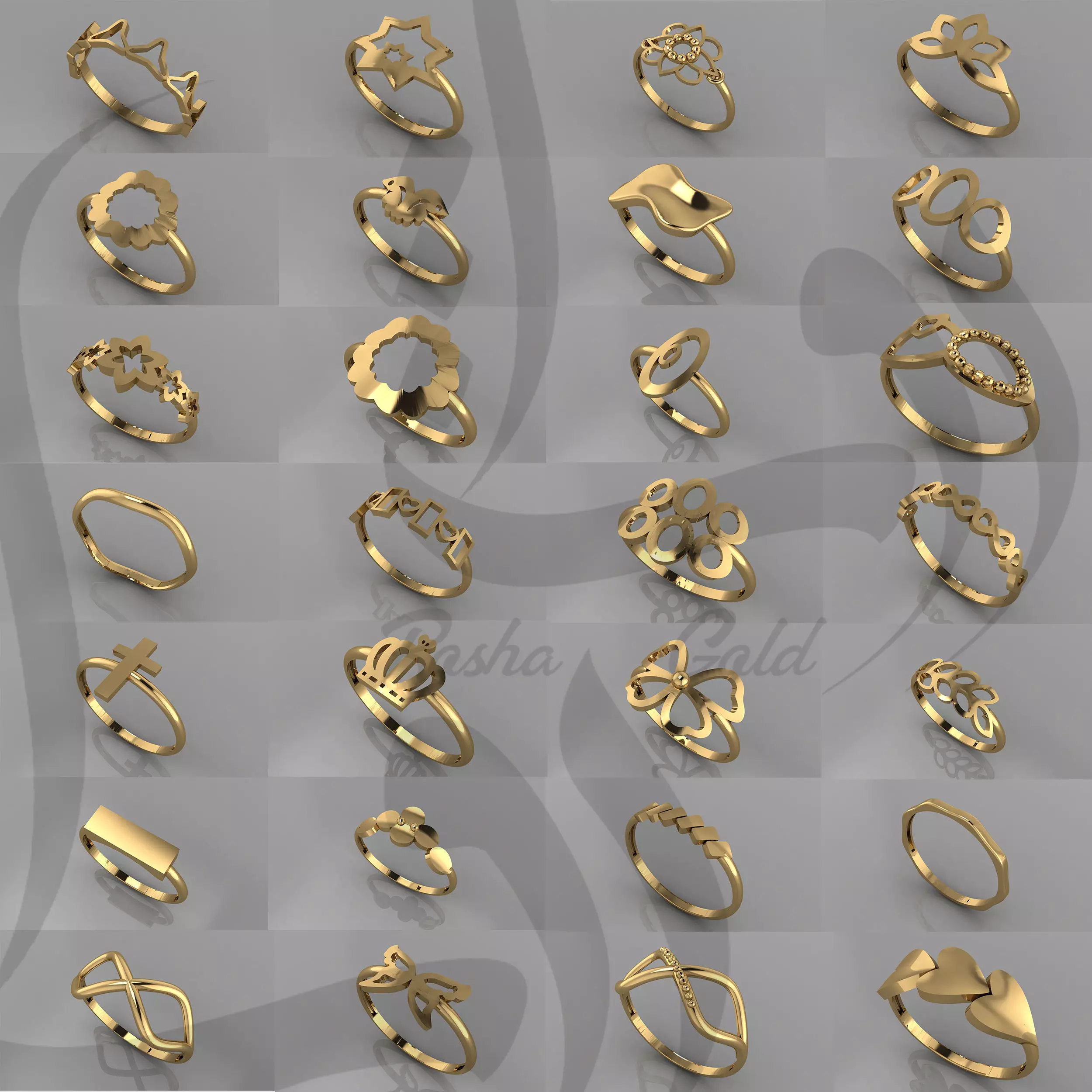 50-Piece Minimalist Ring Set 3D print model_0