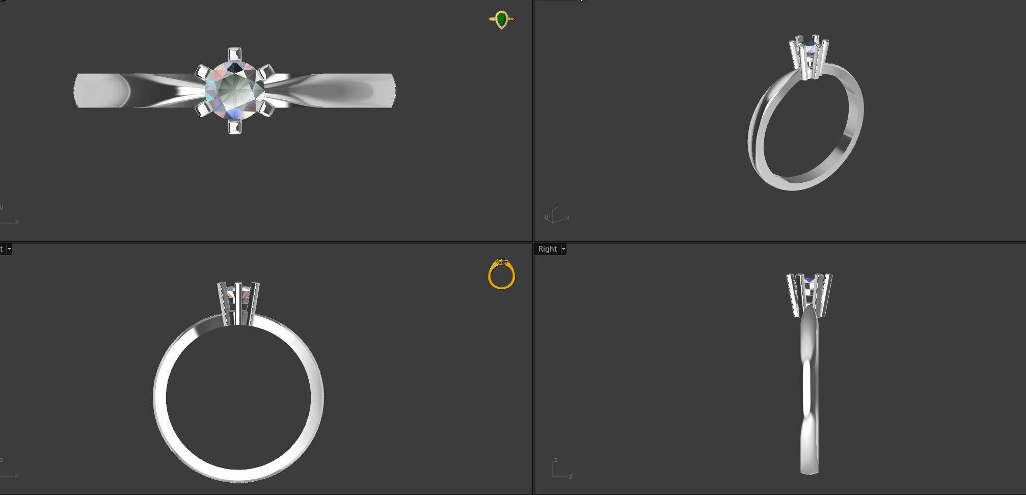 Engagement ring 3D print model_4