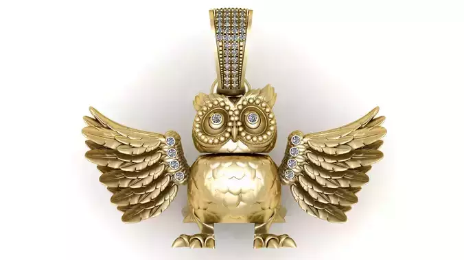 GOLDEN OWL BIRD PENDANT 3D PRINTABLE MODEL