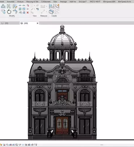 neoclassical castle revit model Low-poly 3D model