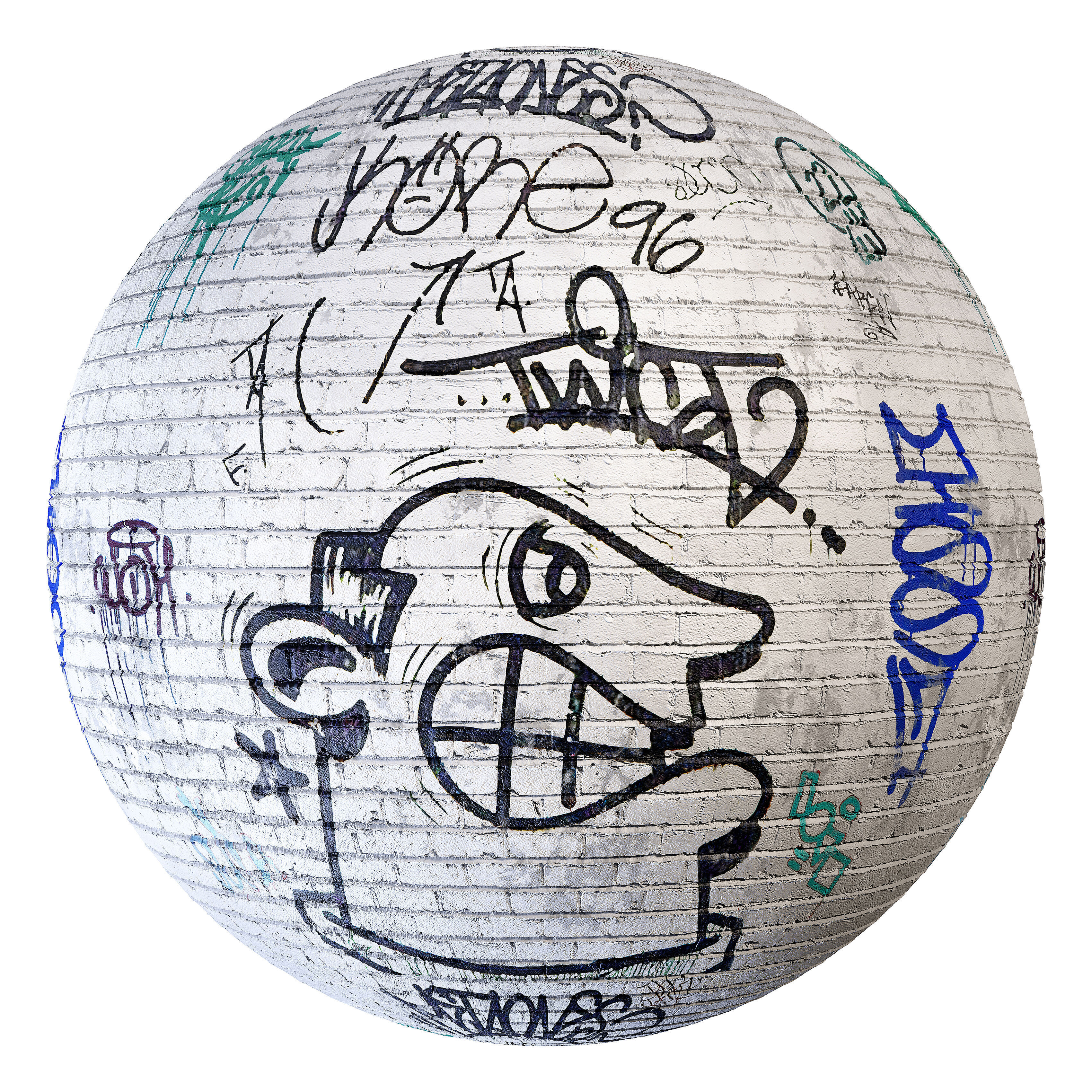 Graffiti 17 - on wood plank plaster and brick 3D model_2